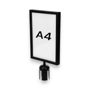 A4 Black Bollard Stanchion Sign Holder