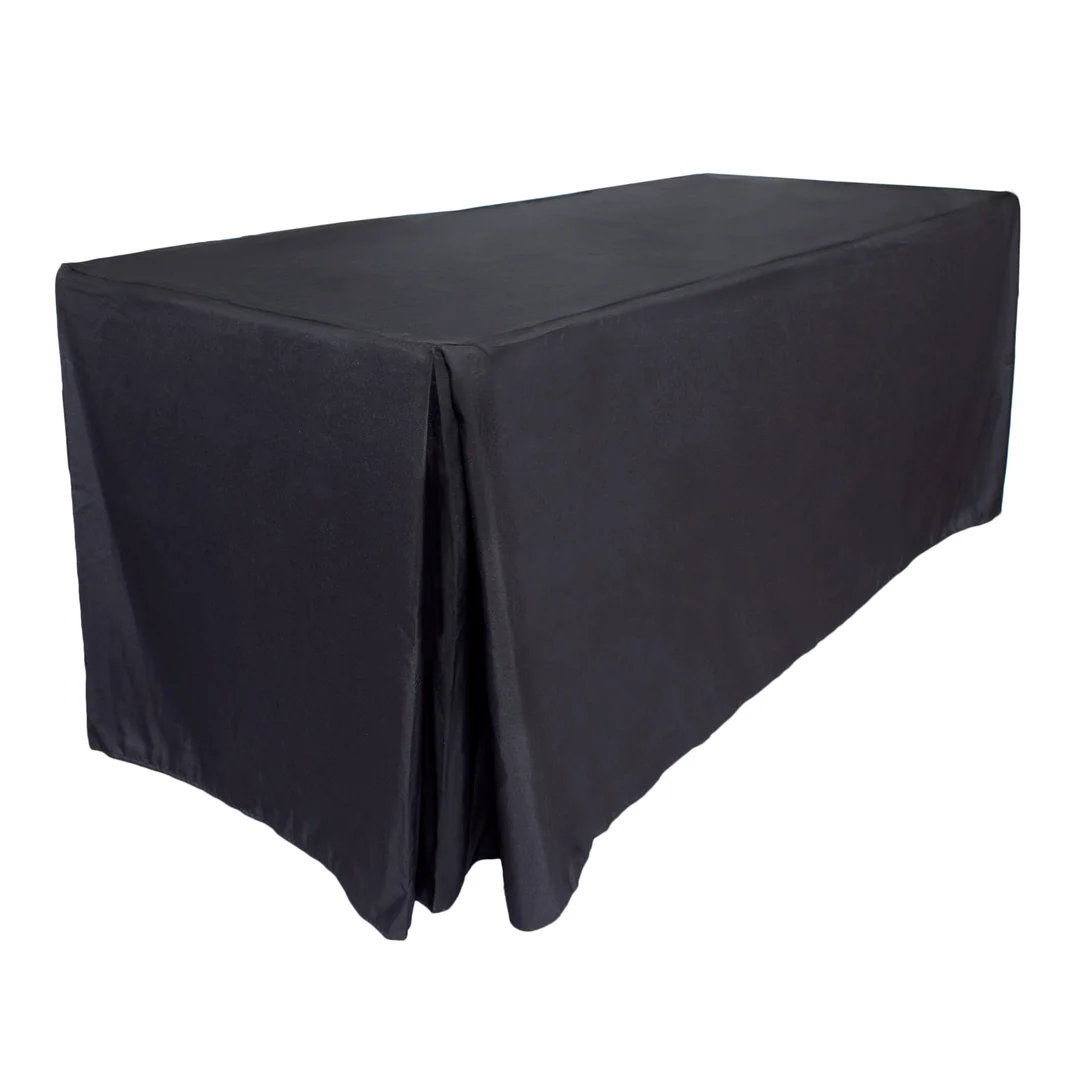 Black 8ft Fitted Tablecloth Table Cover Hire